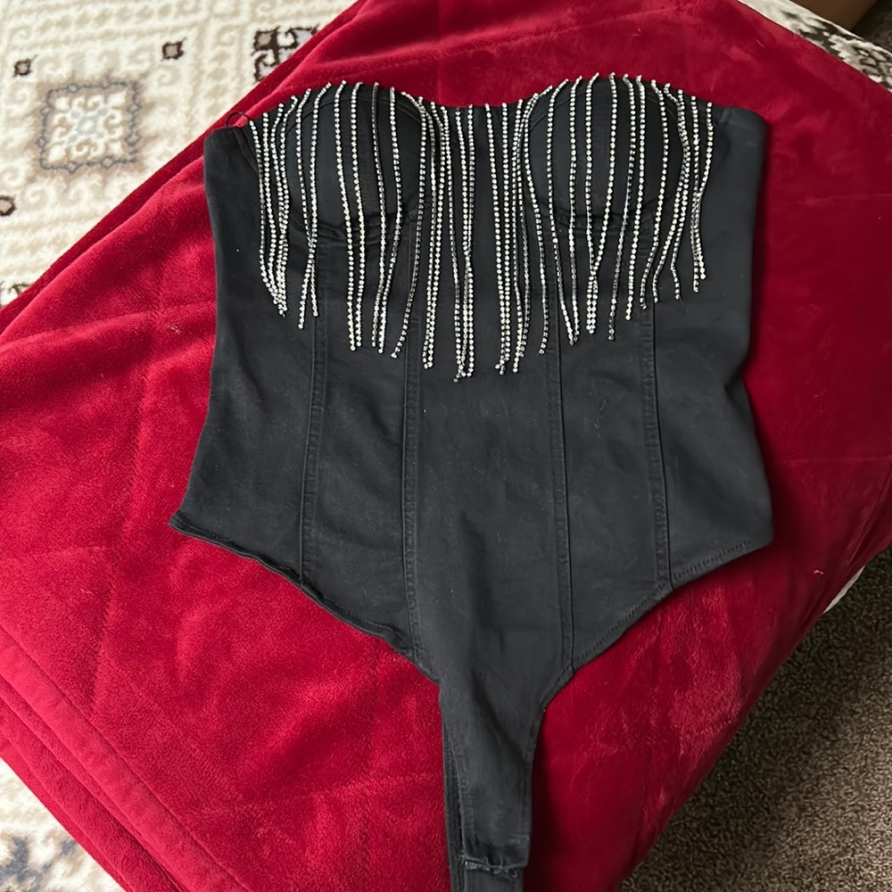 Brand new rhinestone bodysuit.